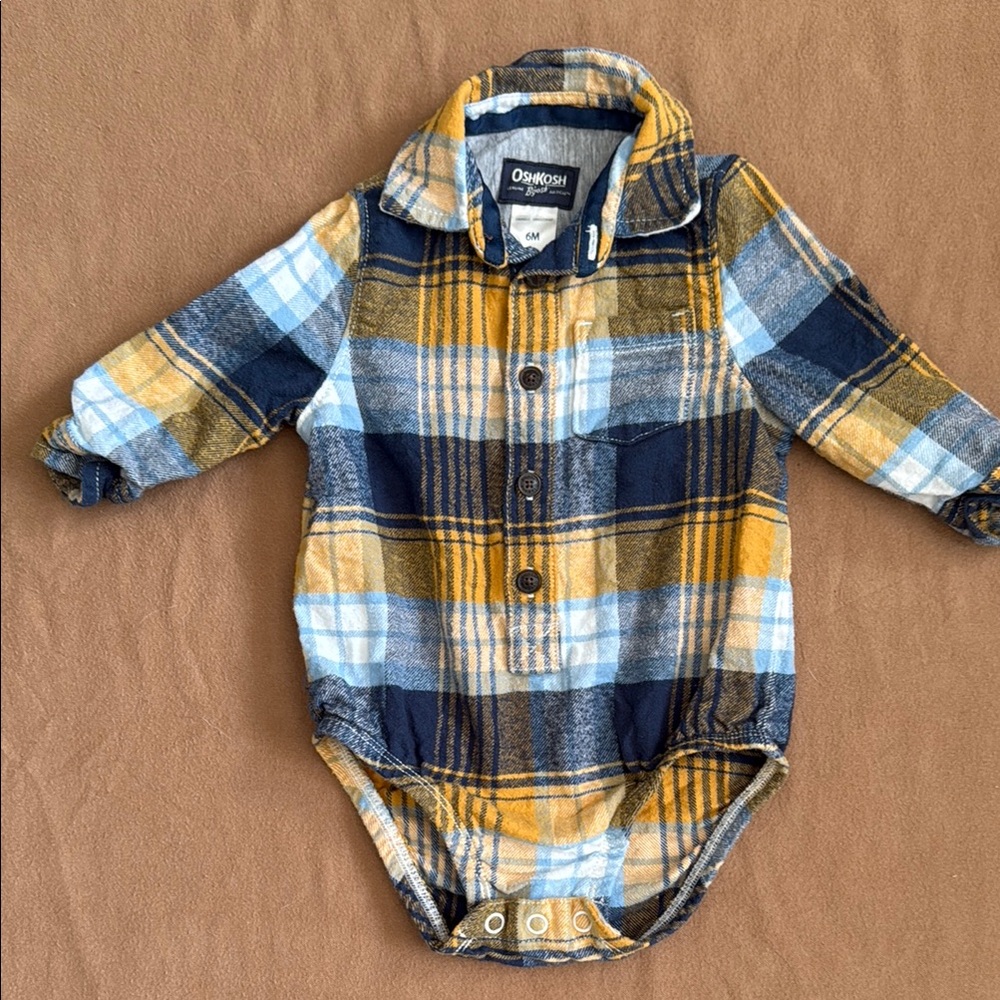 OshKosh B'gosh Plaid Bodysuit - Blue, Yellow, White